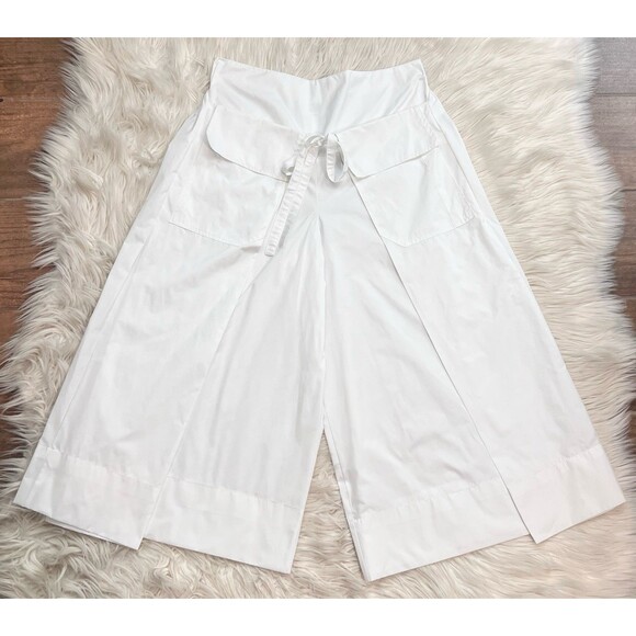 Planet by Lauren G White Apron Gaucho Pants Size 2 Lagenlook Oversized SZ 8 - 10 - Picture 9 of 14